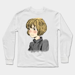 Shy Yellow Haired Girl Long Sleeve T-Shirt